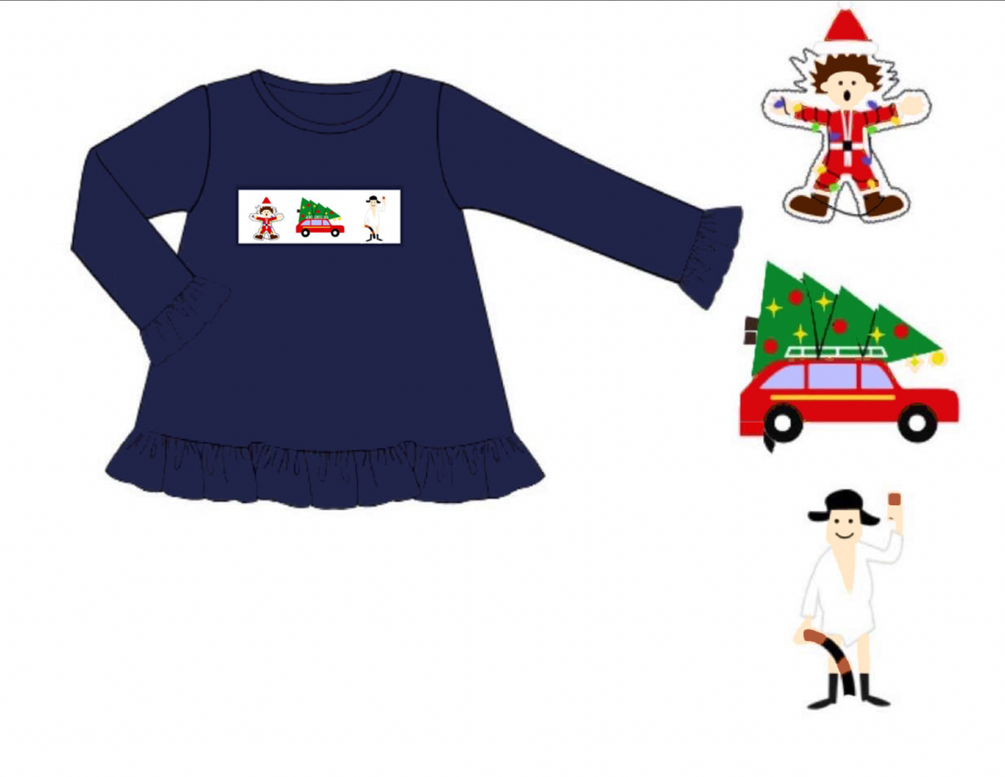 RTS: 25 Days of Christmas- Girls Smocked Vacation Knit Shirt
