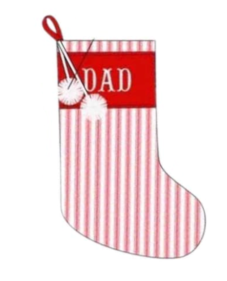 RTS: Smocked Red Stripe- Boys Stocking "Dad"