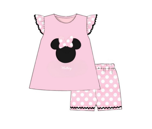 RTS: Throwback Collection- Mouse Heads-Girls Knit Short Set "Mallory"