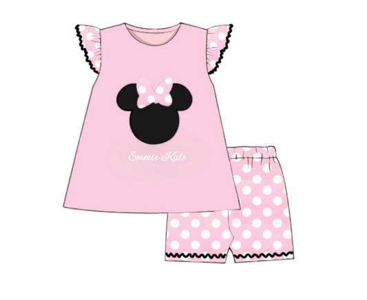 RTS: Throwback Collection- Mouse Heads- Girls Knit Short Set "Emmie Kate"