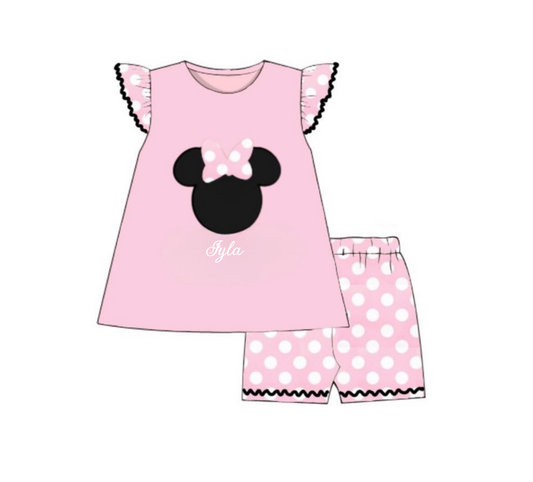 RTS: Throwback Collection- Mouse Heads- Girls Knit Short Set "Iyla"