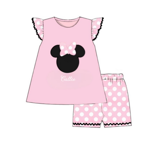 RTS: Throwback Collection- Mouse Heads- Girls Knit Short Set "Callie"