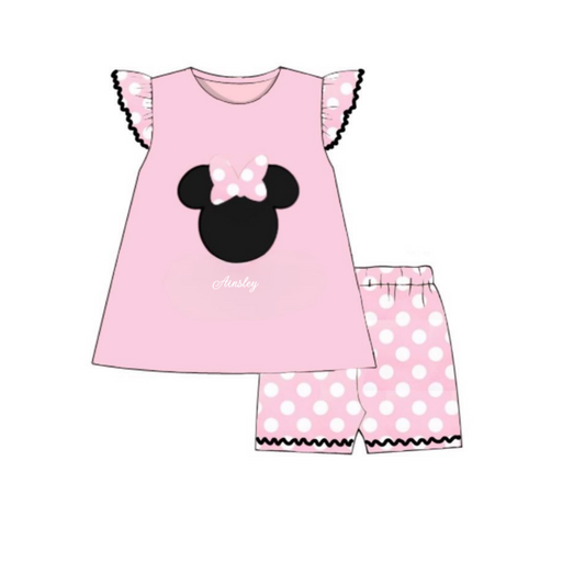 RTS: Throwback Collection- Mouse Heads- Girls Knit Short Set "Ainsley"