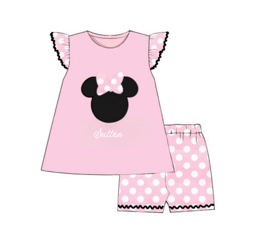 RTS: Throwback Collection- Mouse Heads-Girls Knit Short Set "Sutton"