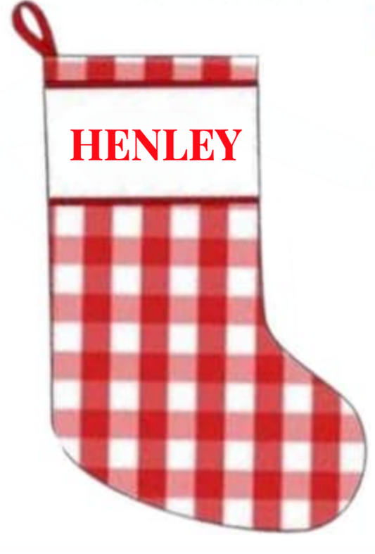 RTS: Christmas Red & White Check Stocking "Henley"