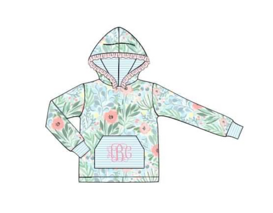 RTS: Palmetto Floral- Girls Knit Hoodie "EMR"
