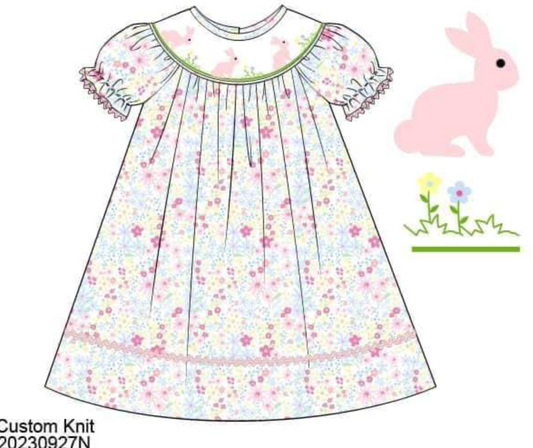 RTS: DEFECT- Easter Jane- Girls Knit Smocked Dress