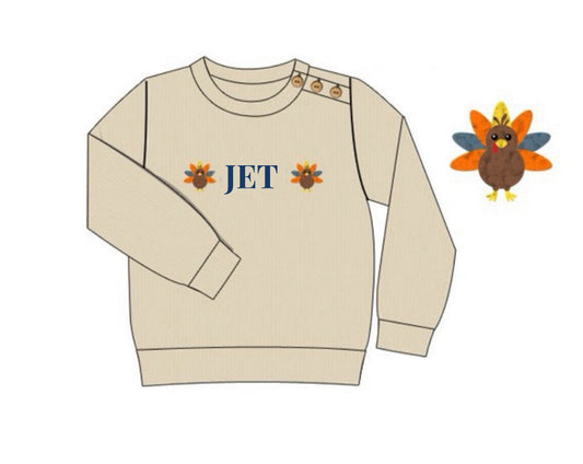RTS: French Knot Turkey Sweaters- Boys "Jet"