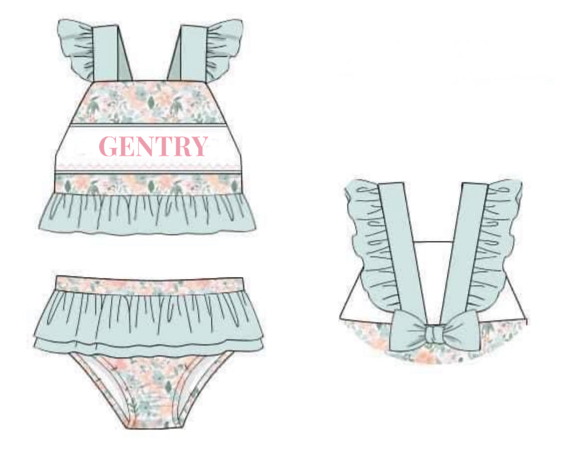 RTS: Spring Finlee- Girls 2pc Name Smock Swim "GENTRY"