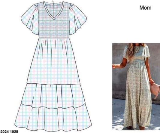 RTS: Prescott Plaid & Petals Name Smocks- Girls Plaid Woven Maxi Dress