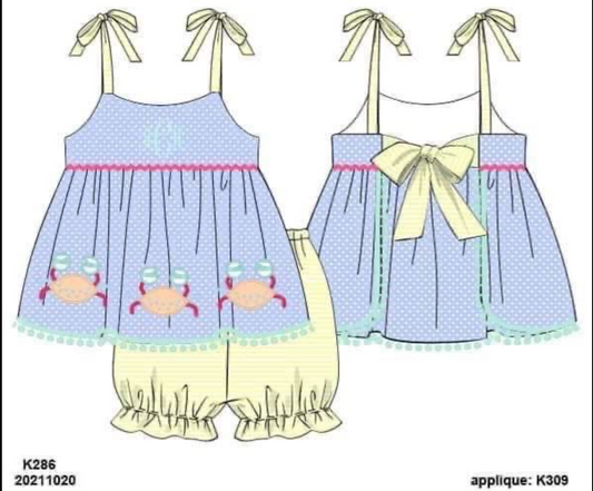 RTS: Fun Crab Girls Bubble Short Set