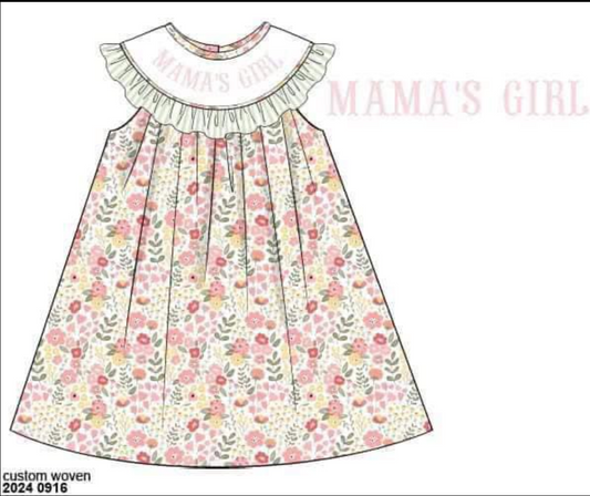 RTS: Ally Kate Name Smocks- Girls Woven Dress "MAMA'S GIRL"