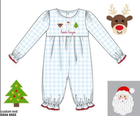 RTS: Festive French Knot- Girls Knit Romper (Without Monogram)