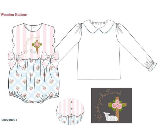 RTS: Worthy Is The Lamb- Girls Woven 2pc Bubble