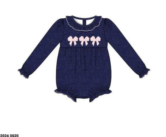 RTS: Bonnie Bows- Girls Denim Bubble