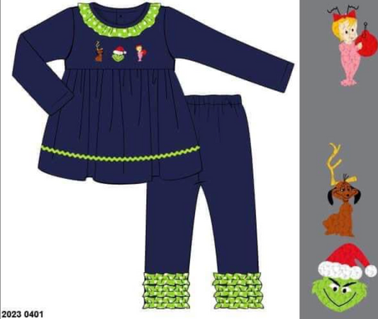 RTS: Mean One- French Knot Girls Knit Legging Set