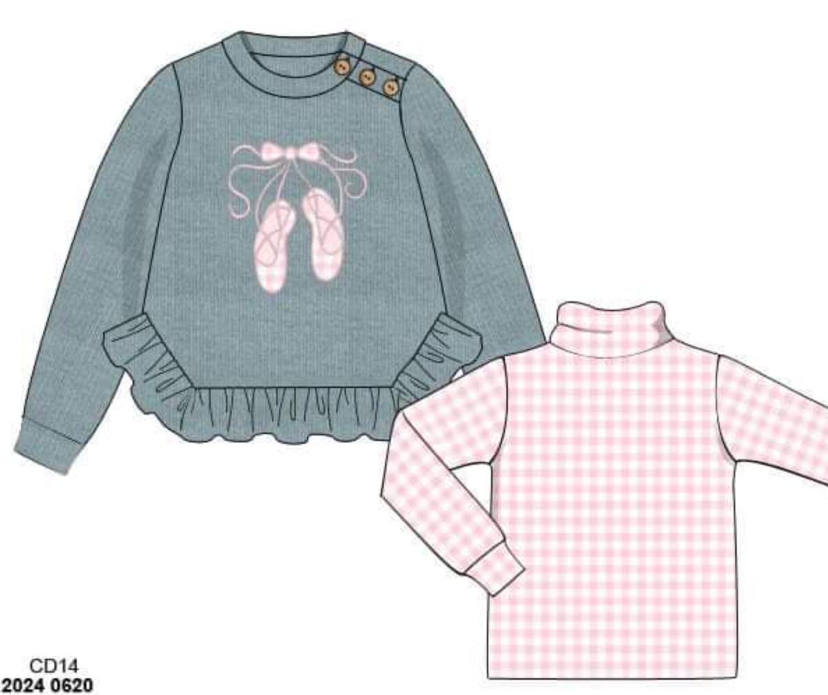 RTS: Foster Collection- Girls Ballet Slippers 2pc Sweater Set