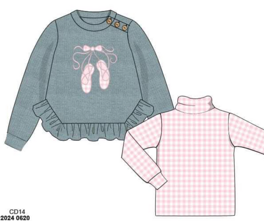 RTS: Foster Collection- Girls Ballet Slippers 2pc Sweater Set