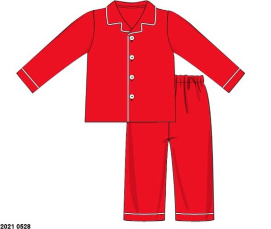 RTS: Christmas Lounge- Red Adult 2pc Button Up Set