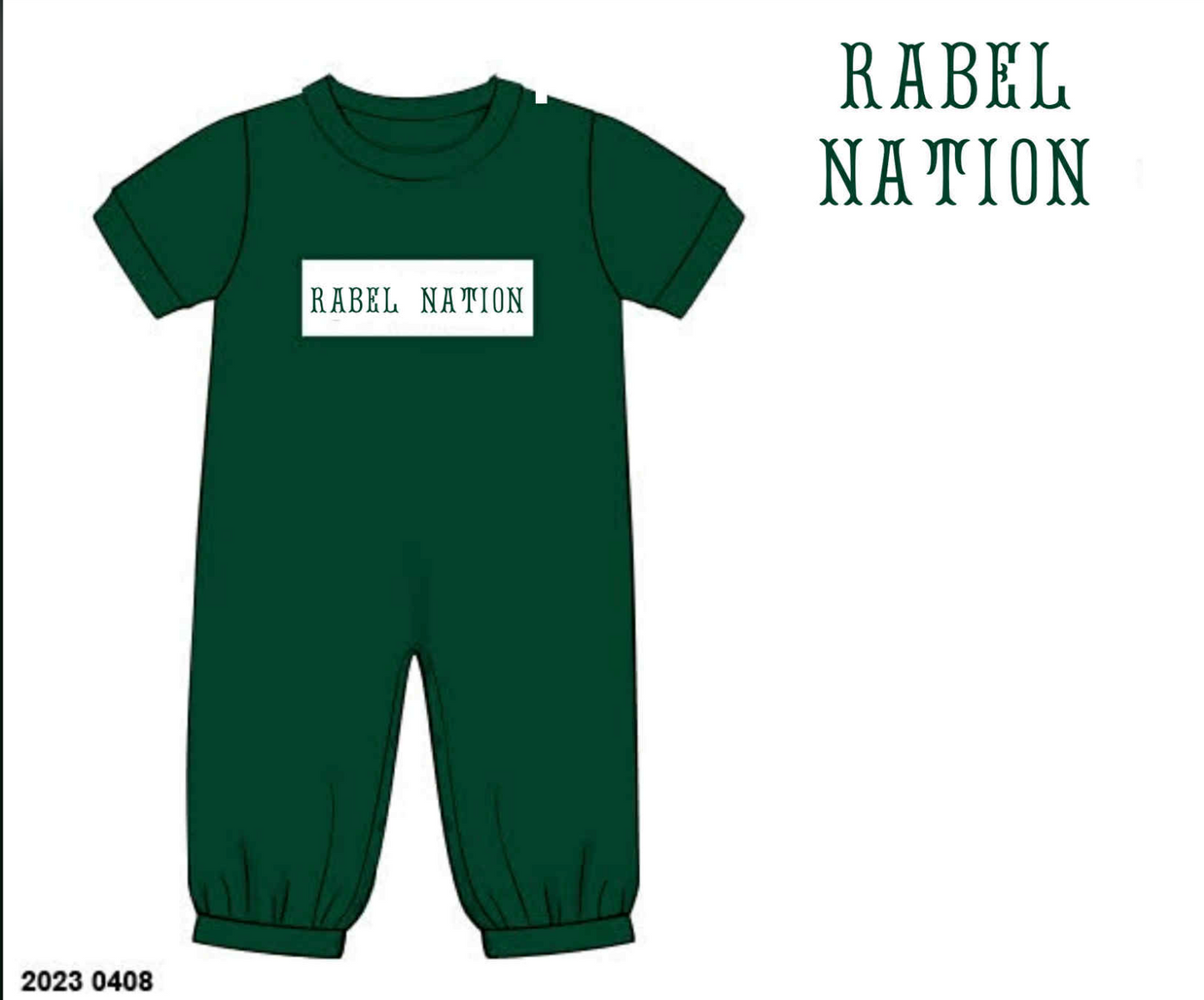 RTS: Hunter Green- Boys Knit Romper "Rabel Nation"