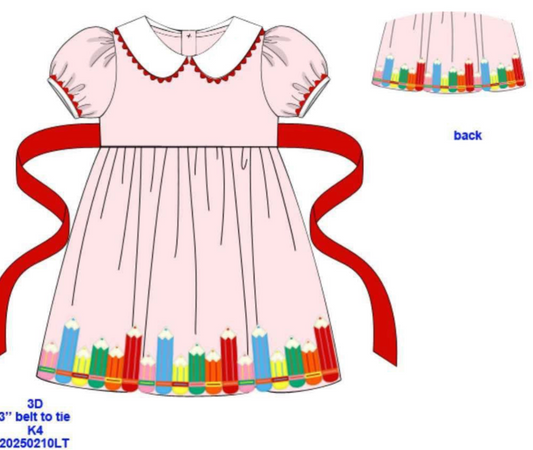 RTS: DEFECT- Colored Pencils- Girls Woven Dress