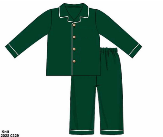 RTS: Christmas Lounge- Green Dad/Mini 2pc Button Up Set