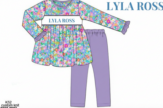 RTS: Just For Funzies- Lilac Blooms Knit Legging Set "LYLA ROSS"
