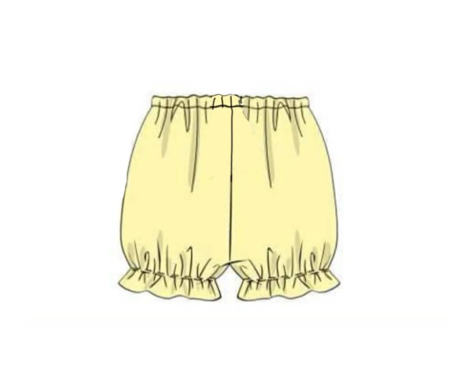 RTS: Knit Bottoms- Girls Pale Yellow Knit Bubble Shorts