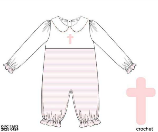 RTS: Crochet Crosses- Girls Knit Romper