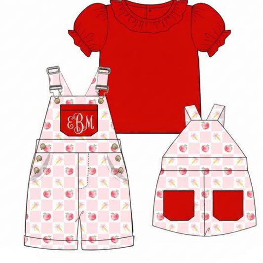 RTS: Teacher's Pet- Girls Woven Overalls "EBM"