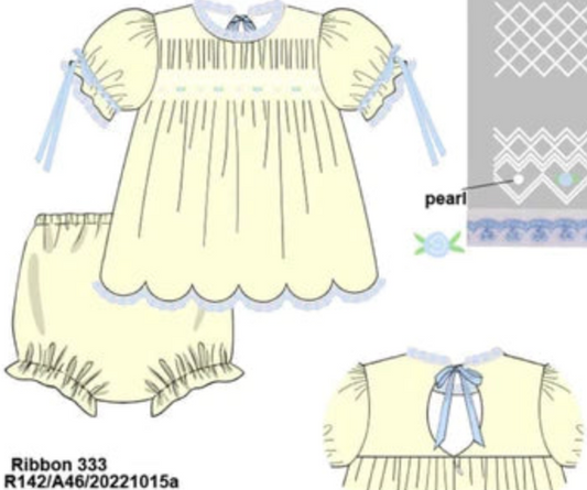 RTS: DEFECT-Sellers Yellow Heirloom- Girls Woven Bloomer Set