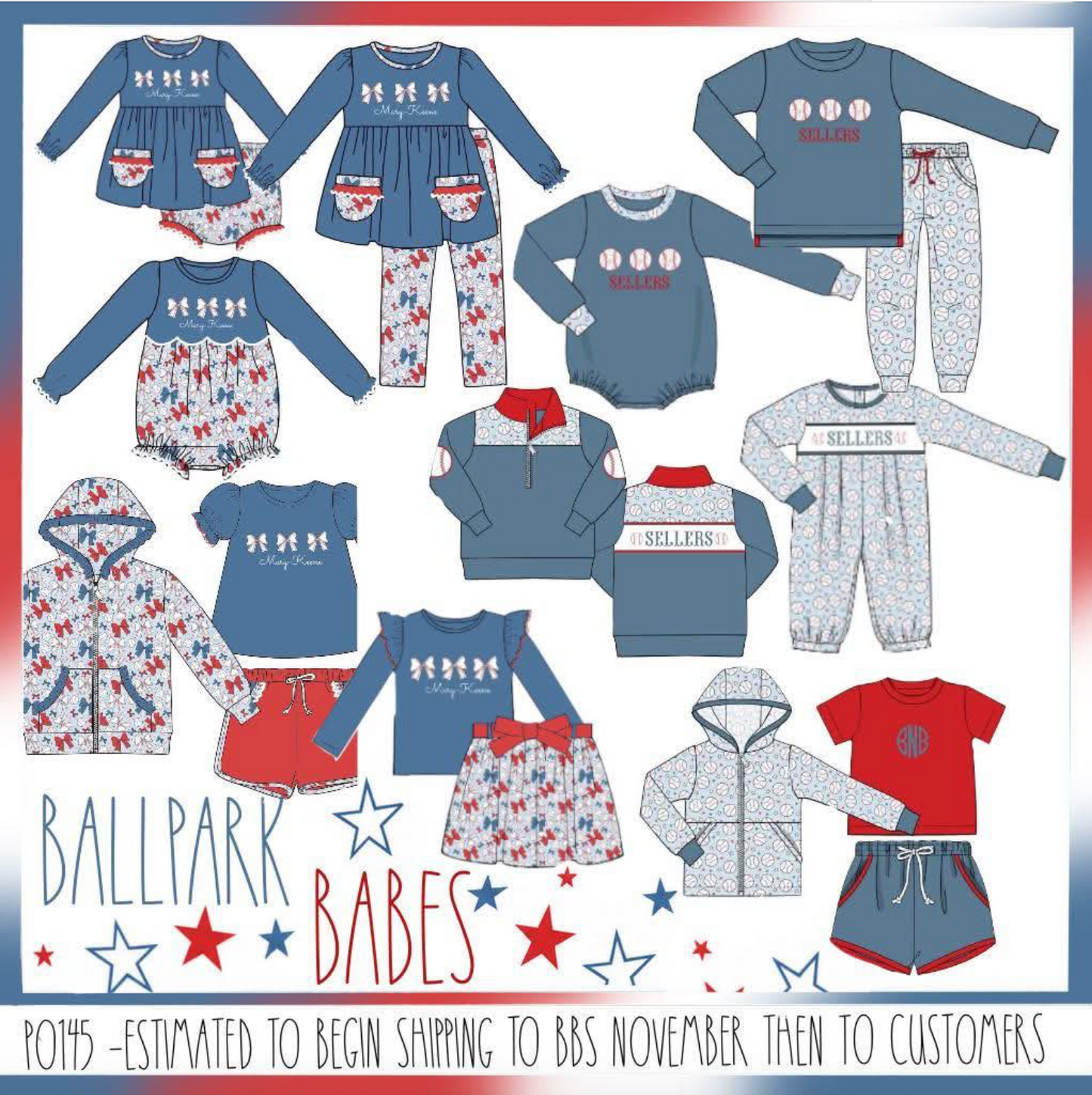 Pre Order 145: Baseball Babes- Boys 3pc Knit Shortie Set