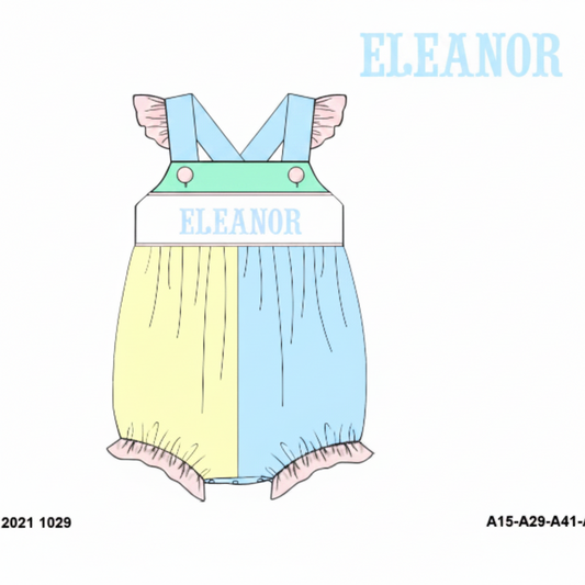 RTS: Sellers Colorblock- Girls Name Smock Bubble "ELEANOR"