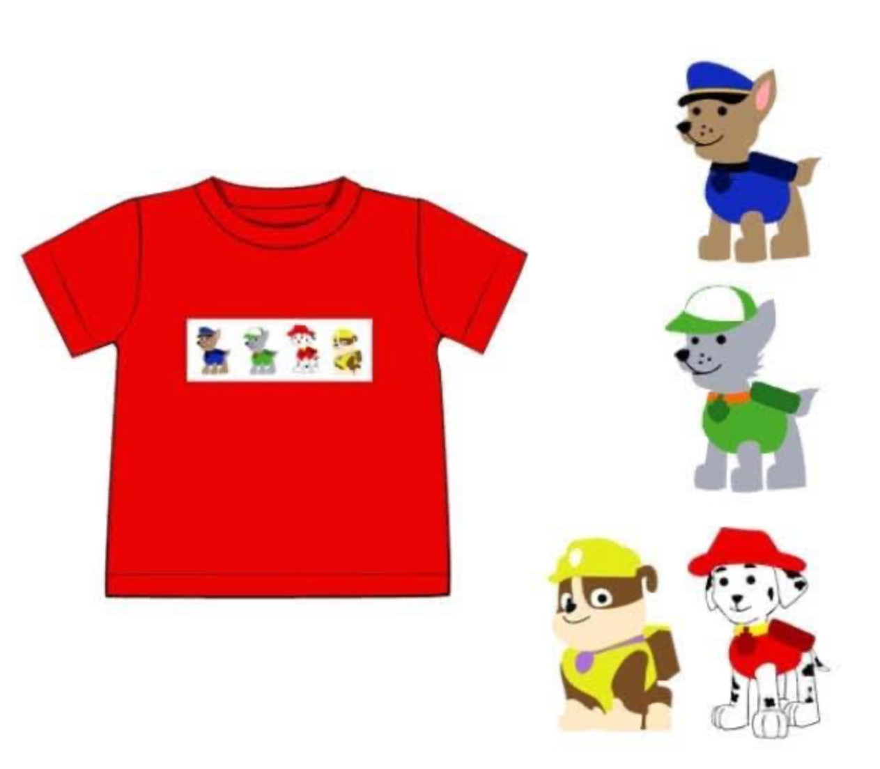 RTS: DEFECT- Character Collection- Boys Pup Rescue Smocked Shirt