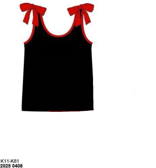 RTS: Black & Red-Girls Knit Bow Tank
