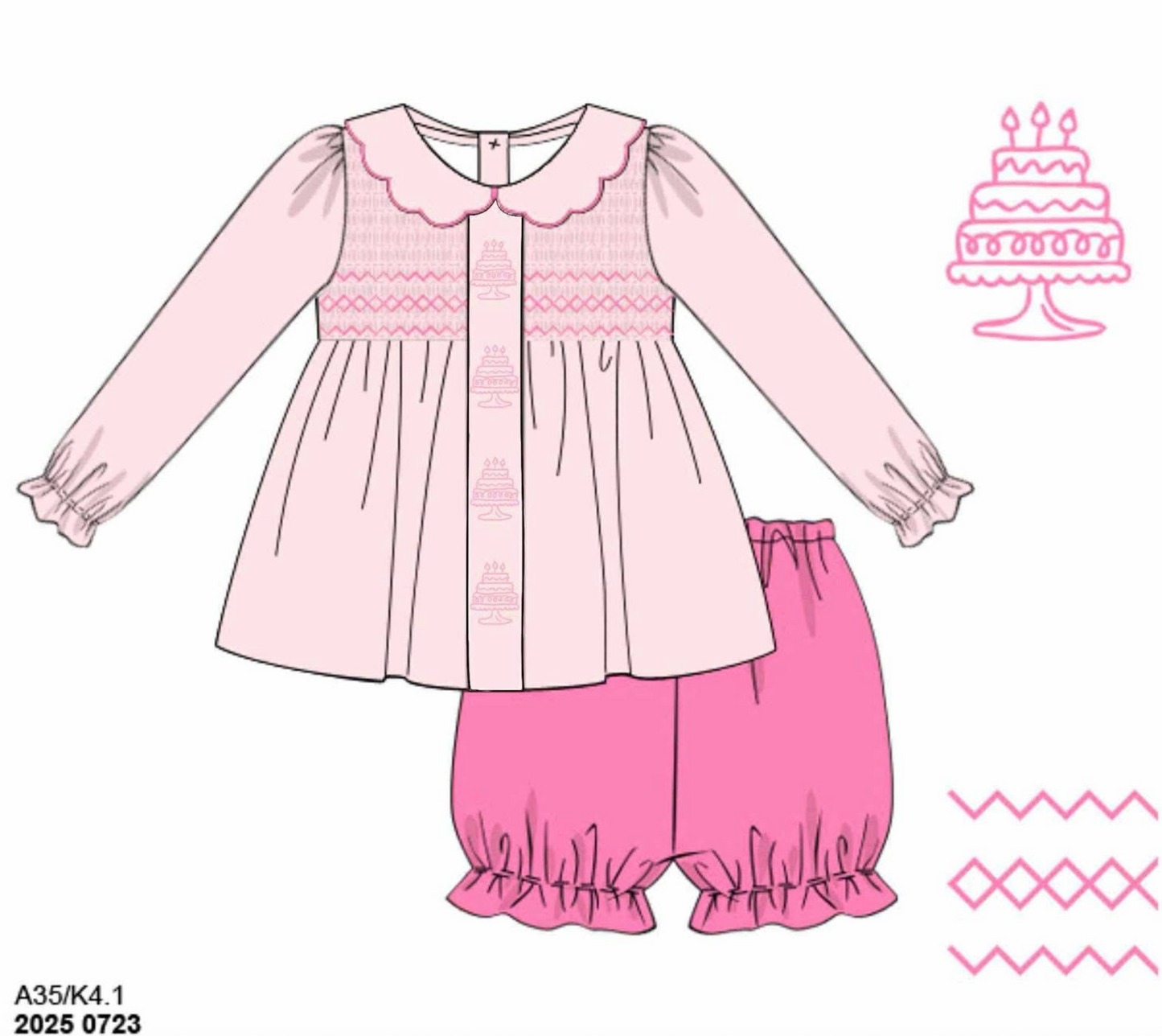 RTS: Happy Birthday!- Girls Knit Bubble Pant Set