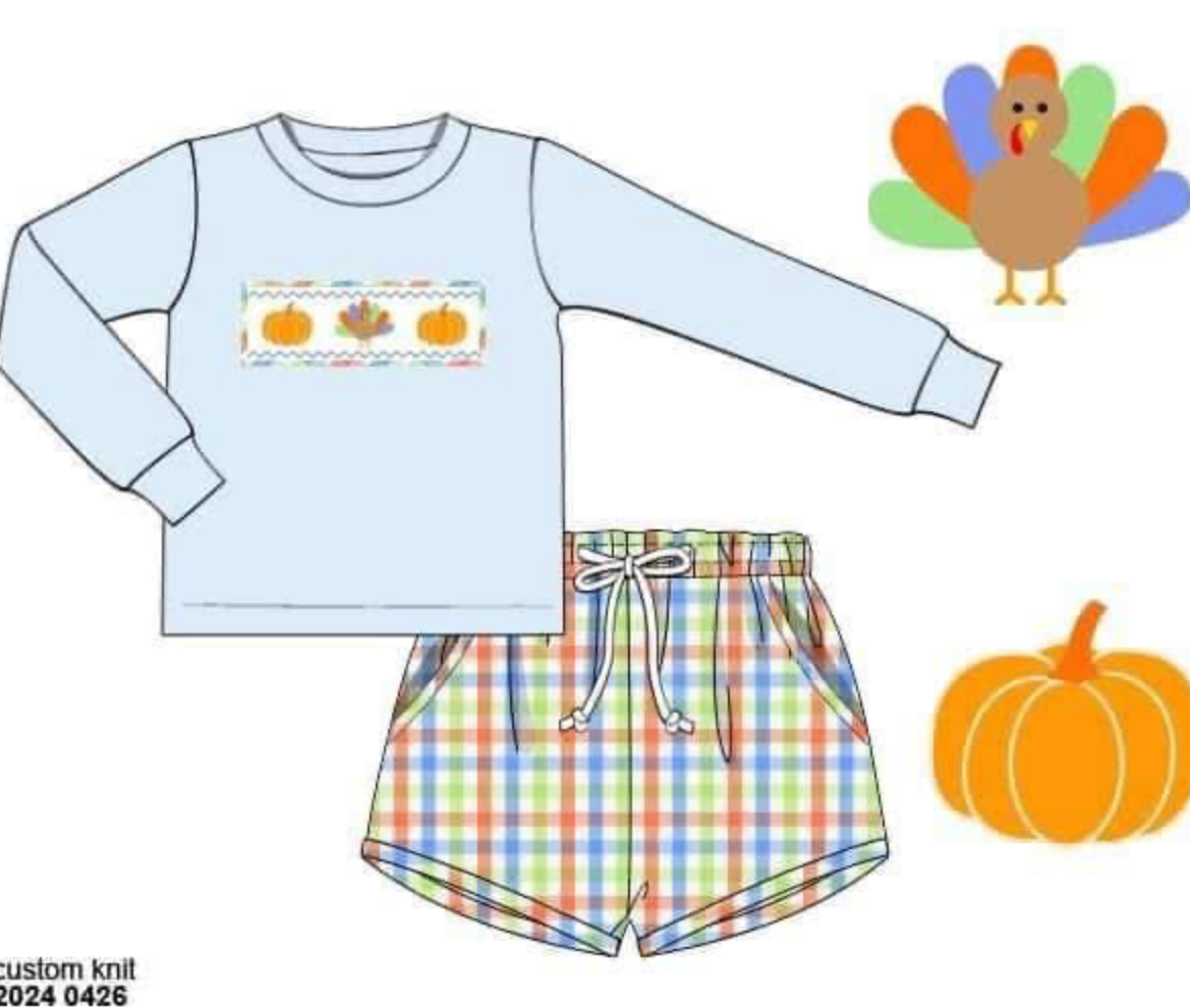 RTS: August Turkeys- Boys Woven Shortie Set