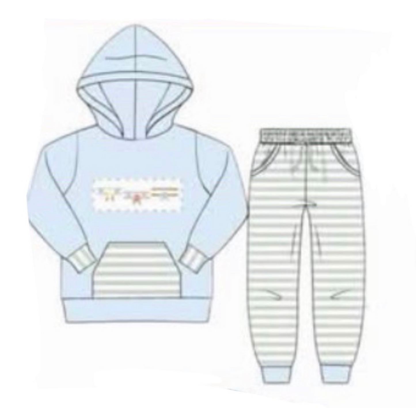 RTS: Smock Airplanes- Boys Hoodie Knit Jogger Set