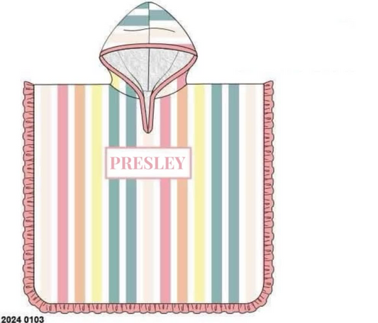 RTS: Jubilee Stripes- Girls Smocked Hooded Towel "PRESLEY"
