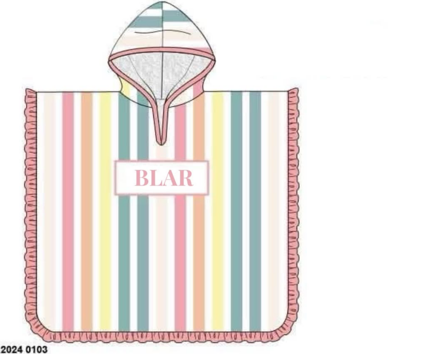 RTS: Jubilee Stripes- Girls Smocked Hooded Towel "BLAR"