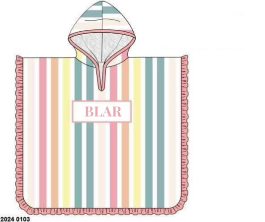 RTS: Jubilee Stripes- Girls Smocked Hooded Towel "BLAR"