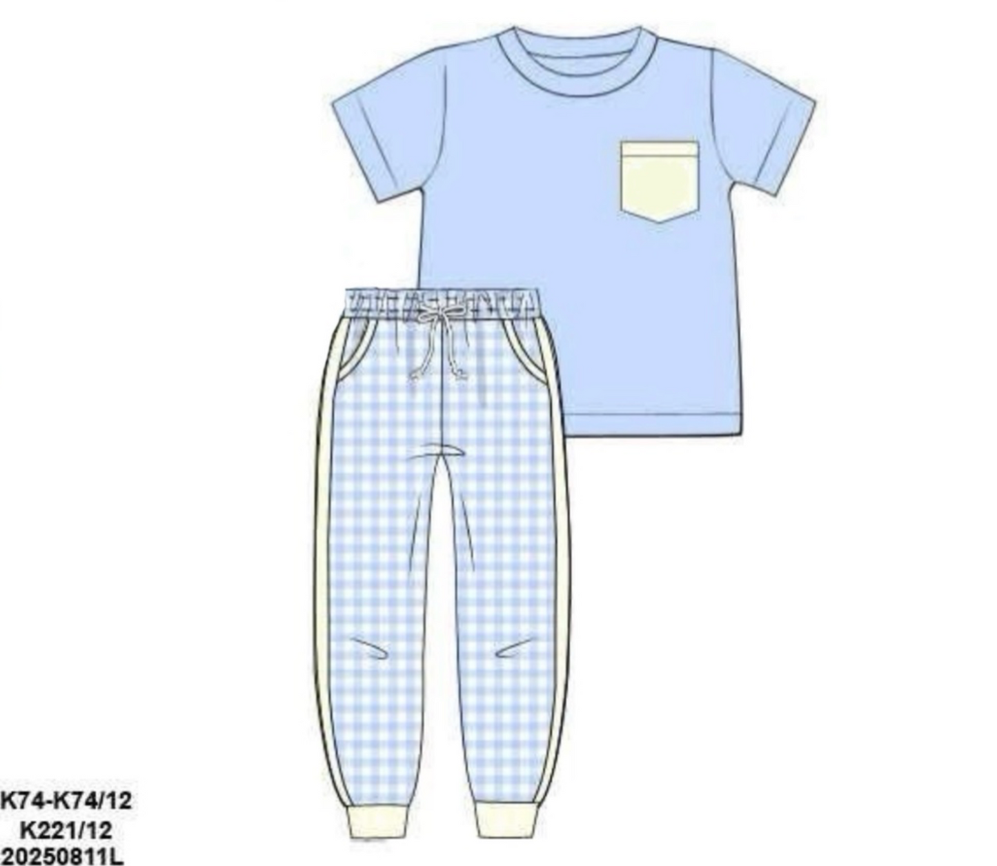 RTS: Knit Sets- Boys Blue Gingham