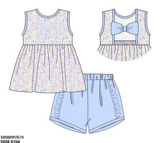 RTS: Simple Knit Sets- Girls Bristol Blue Shortie Set