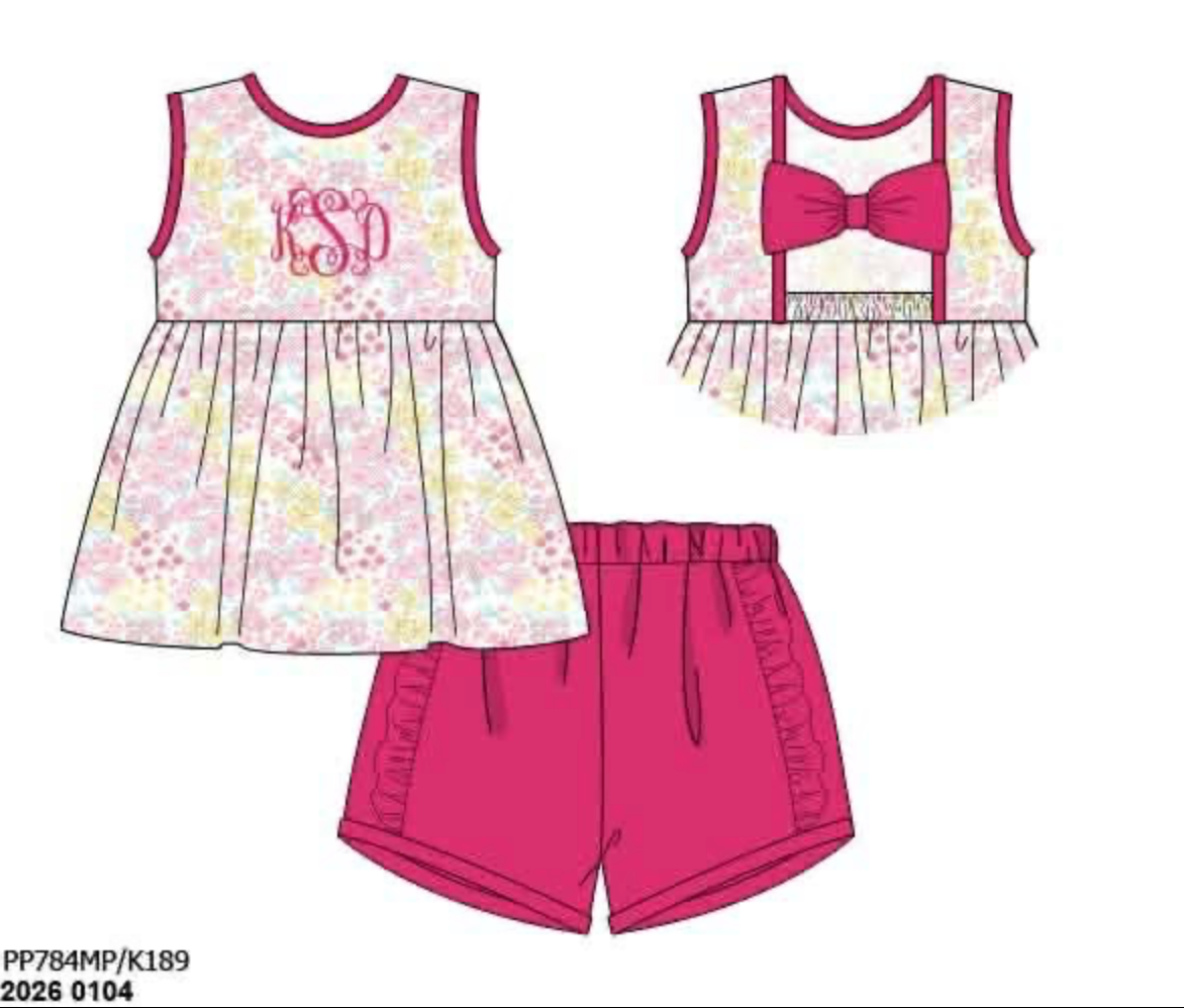 RTS: Simple Knit Sets- Girls Piper Pink Shortie Set (No Monogram)