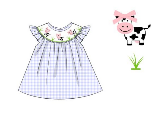 RTS: Critter Collection- Girls Smocked Cow Knit Shirt