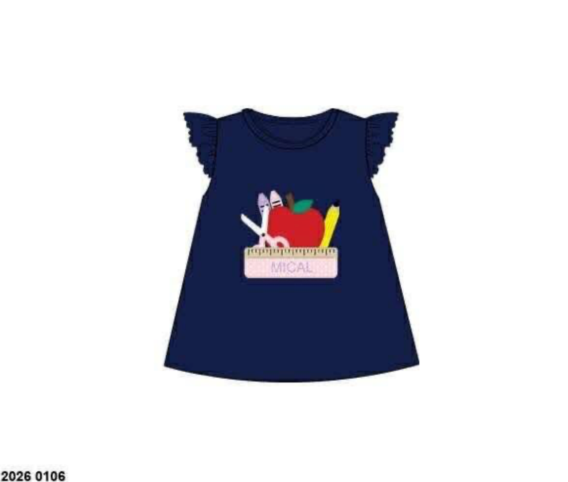 RTS: BTS Shirt Only- Girls Classroom Appliqué Knit Shirt (No Monogram)