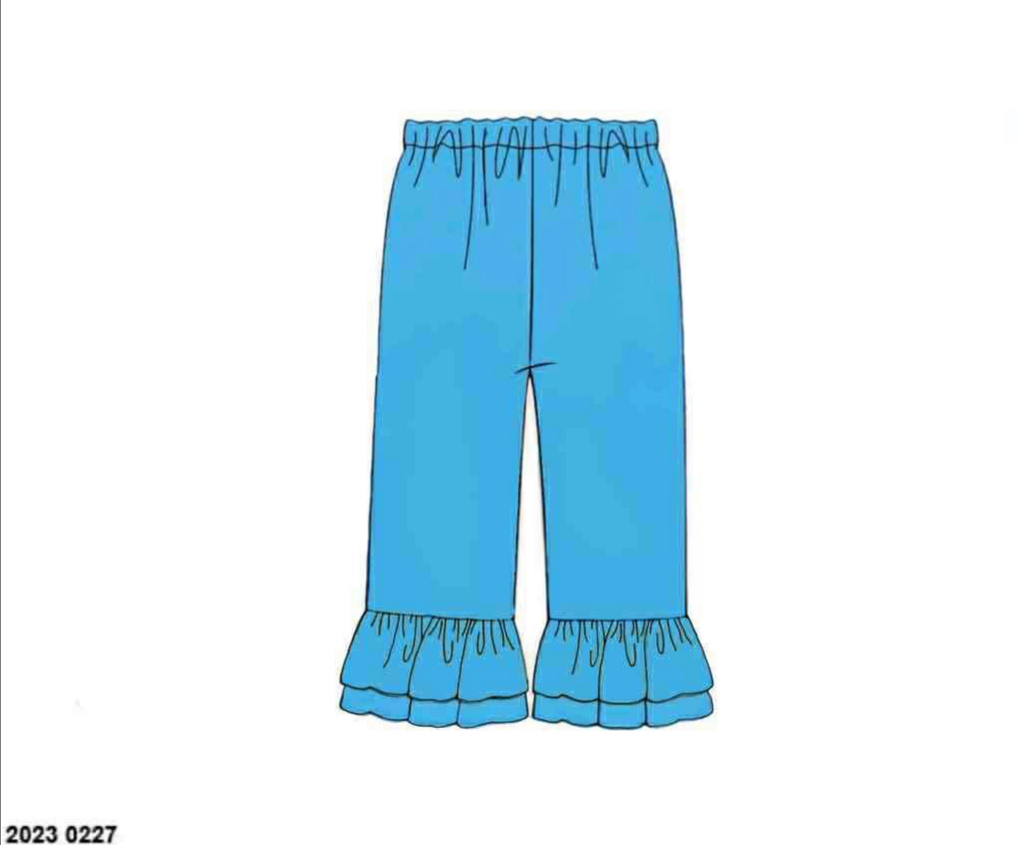 RTS: Girls Knit Bottoms- Aqua Ruffle Pants