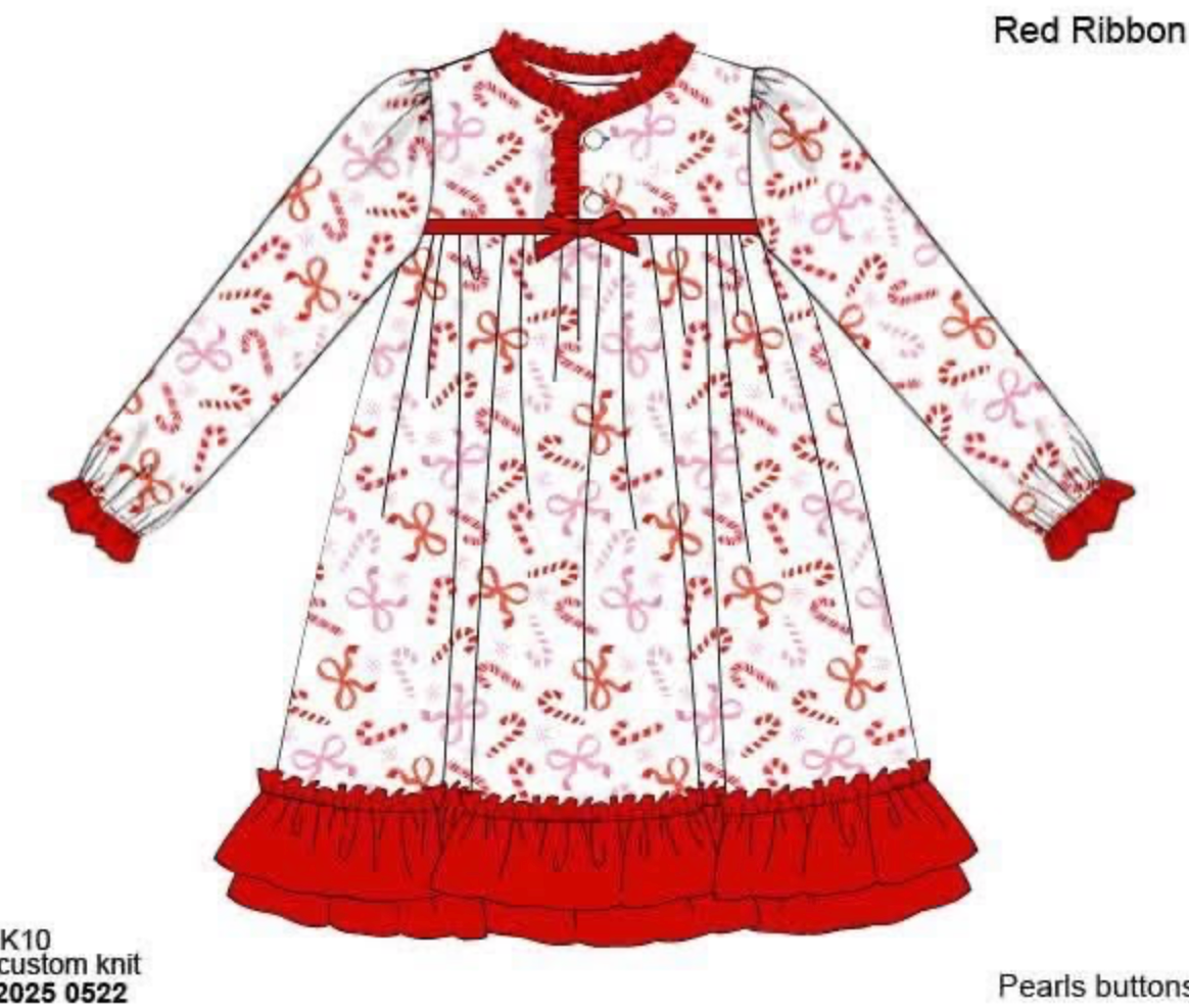 RTS: Candy Cane Lane- Girls Knit Gown