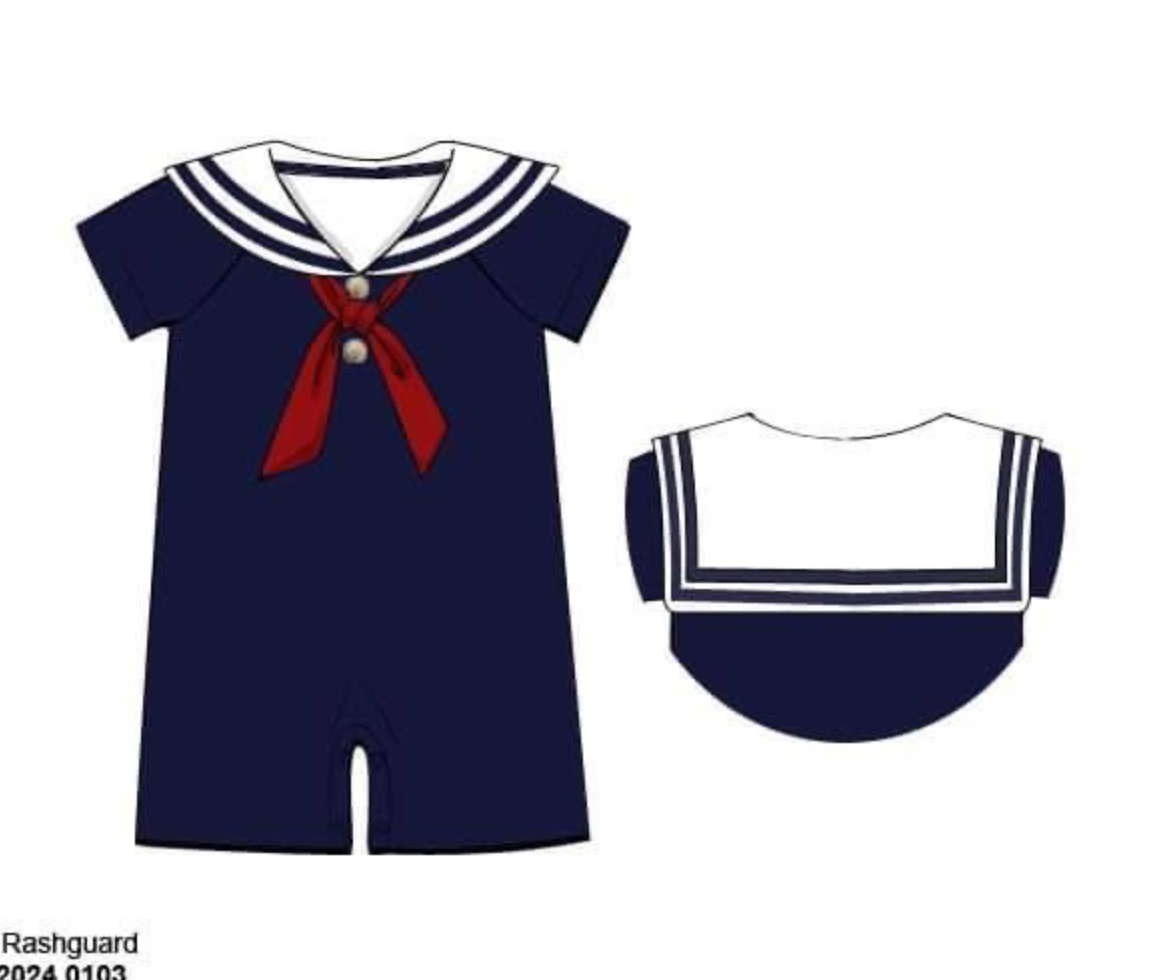 RTS: Sailors at Sea- Boys 1pc Rash Guard Swim