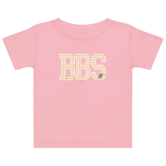 RTS: Exclusive BBS Graphic T-Shirt- Girl Peach Gingham BBS- Light Pink